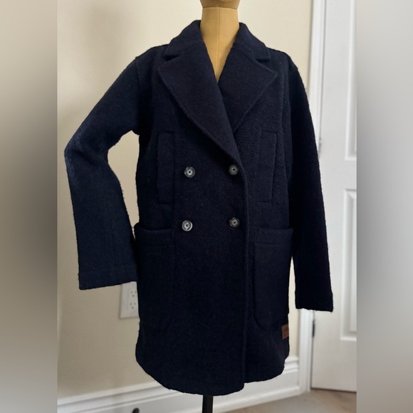 Roots Jackets & Blazers - ROOTS Dark Blue Double-Breasted Wool Blend Pea Coat (XXS)